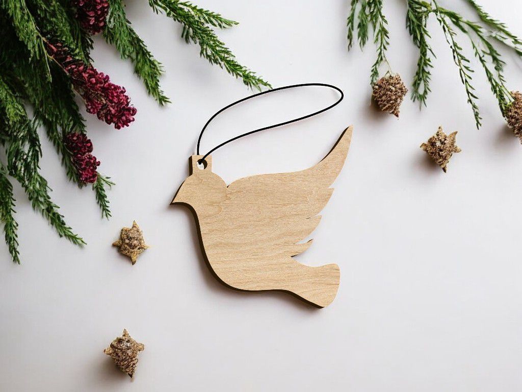 Laser Cut Dove Christmas Ornament Craft Blank Vector