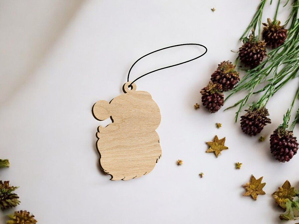 Laser Cut Santa Head Christmas Ornament Vector