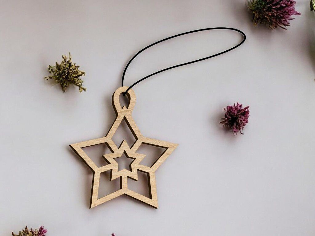 Laser Cut Star Bauble Christmas Tree Decoration Vector