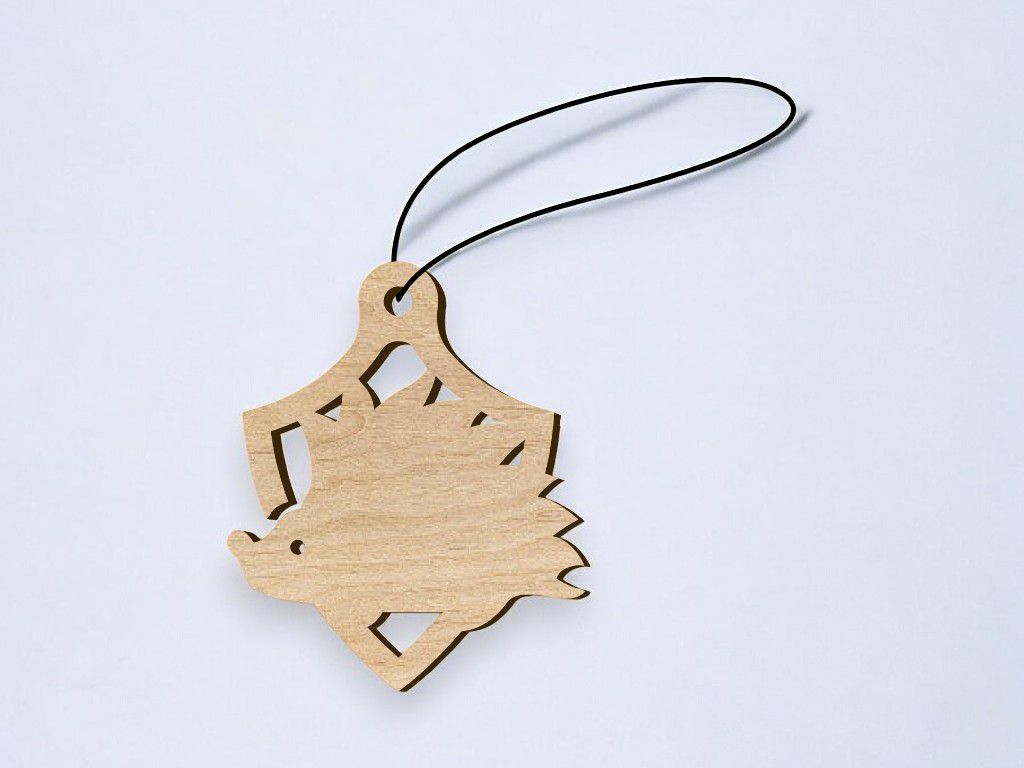 Laser Cut Hedgehog Christmas Pendant Vector