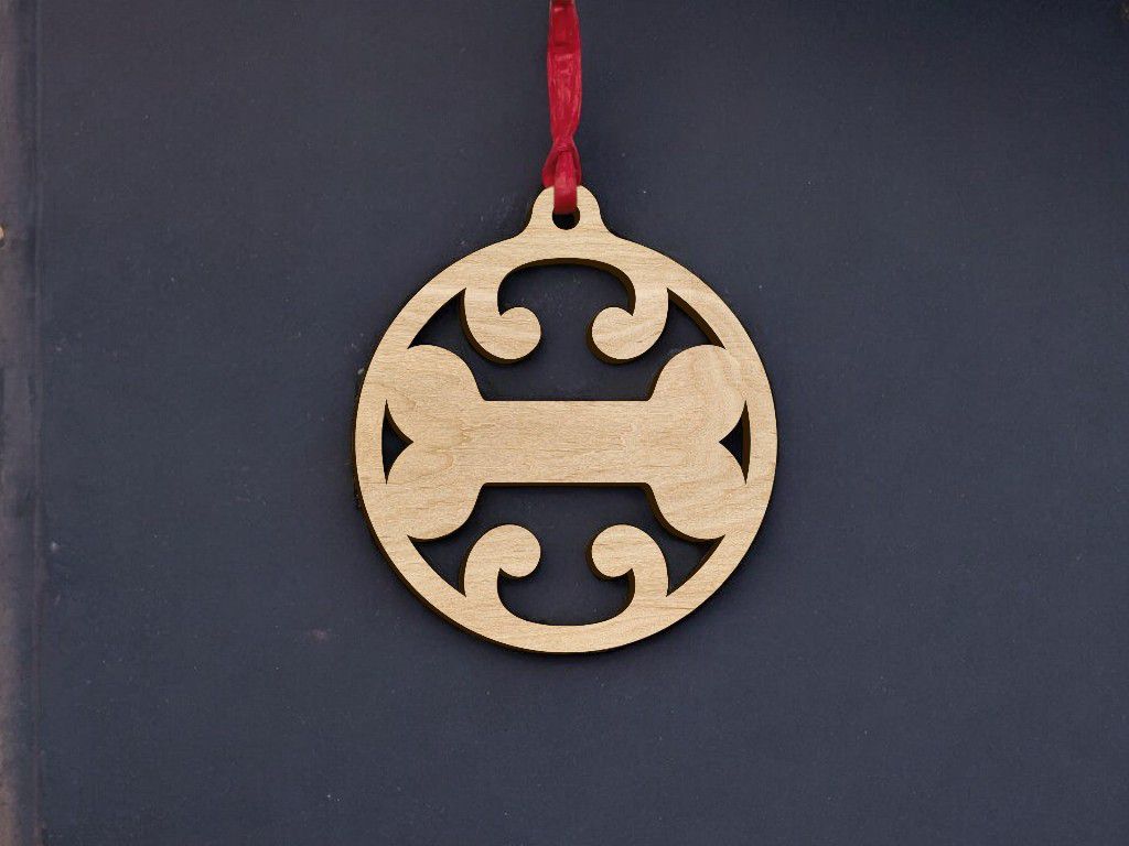 Laser Cut Dog Bone Christmas Ball Vector