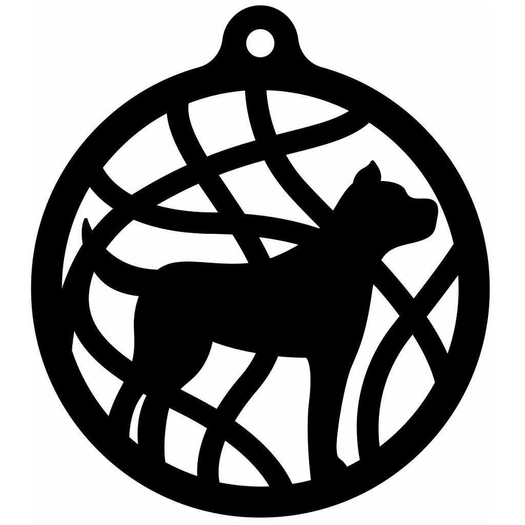 Laser Cut Wooden Dog Christmas Bauble Decoration Vector