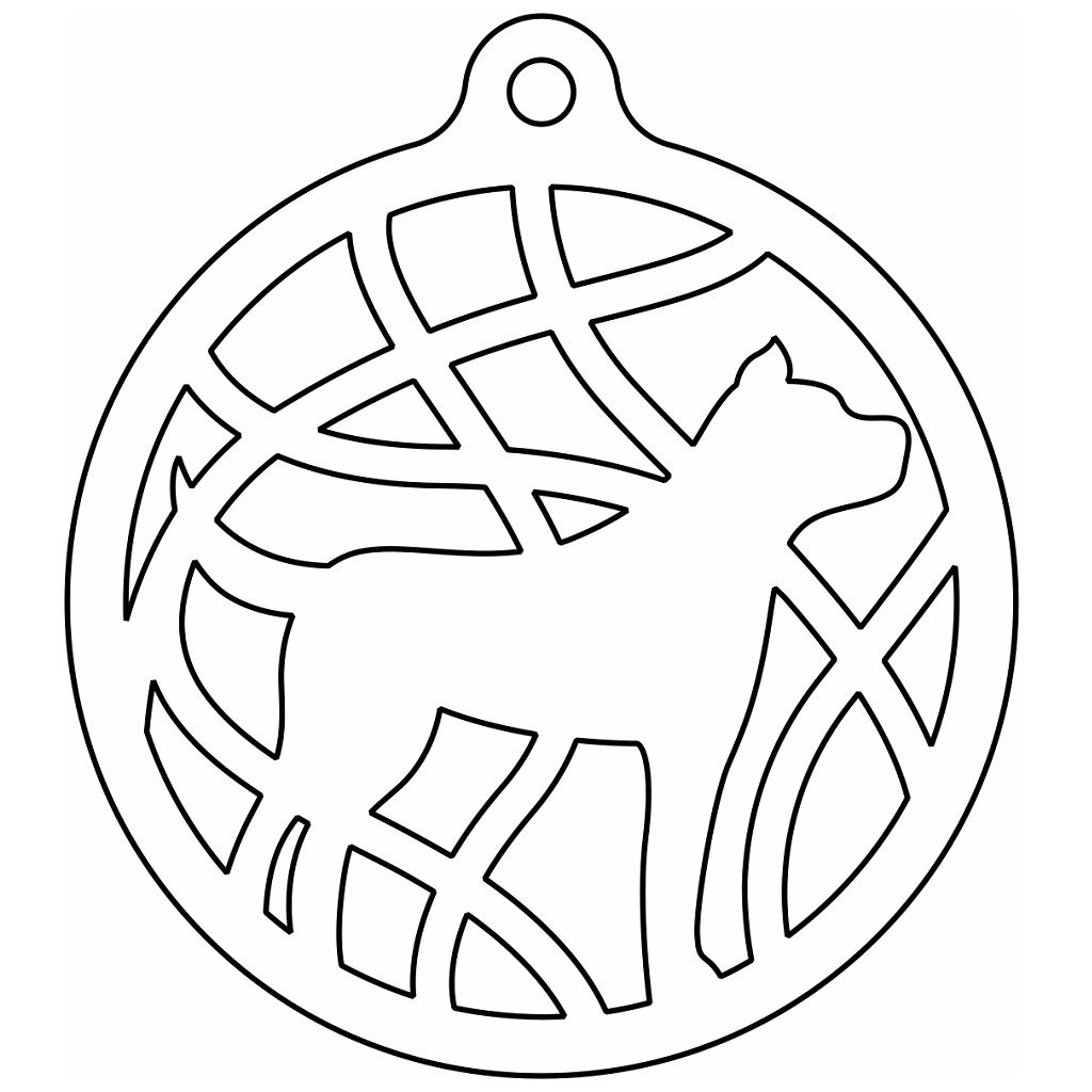 Laser Cut Wooden Dog Christmas Bauble Decoration Vector