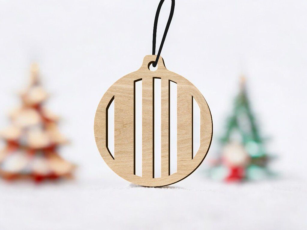 Laser Cut Striped Christmas Ornament Vector