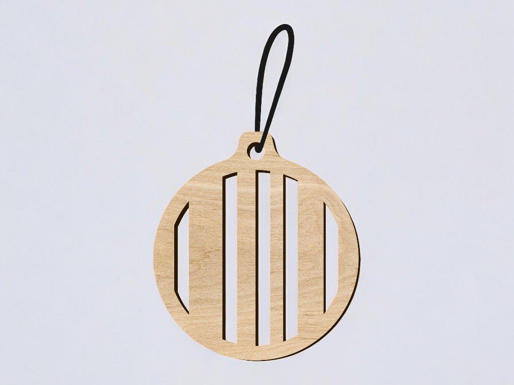 Laser Cut Striped Christmas Ornament Vector