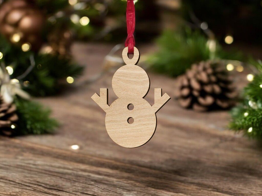 Laser Cut Snowman Christmas Ornament Vector