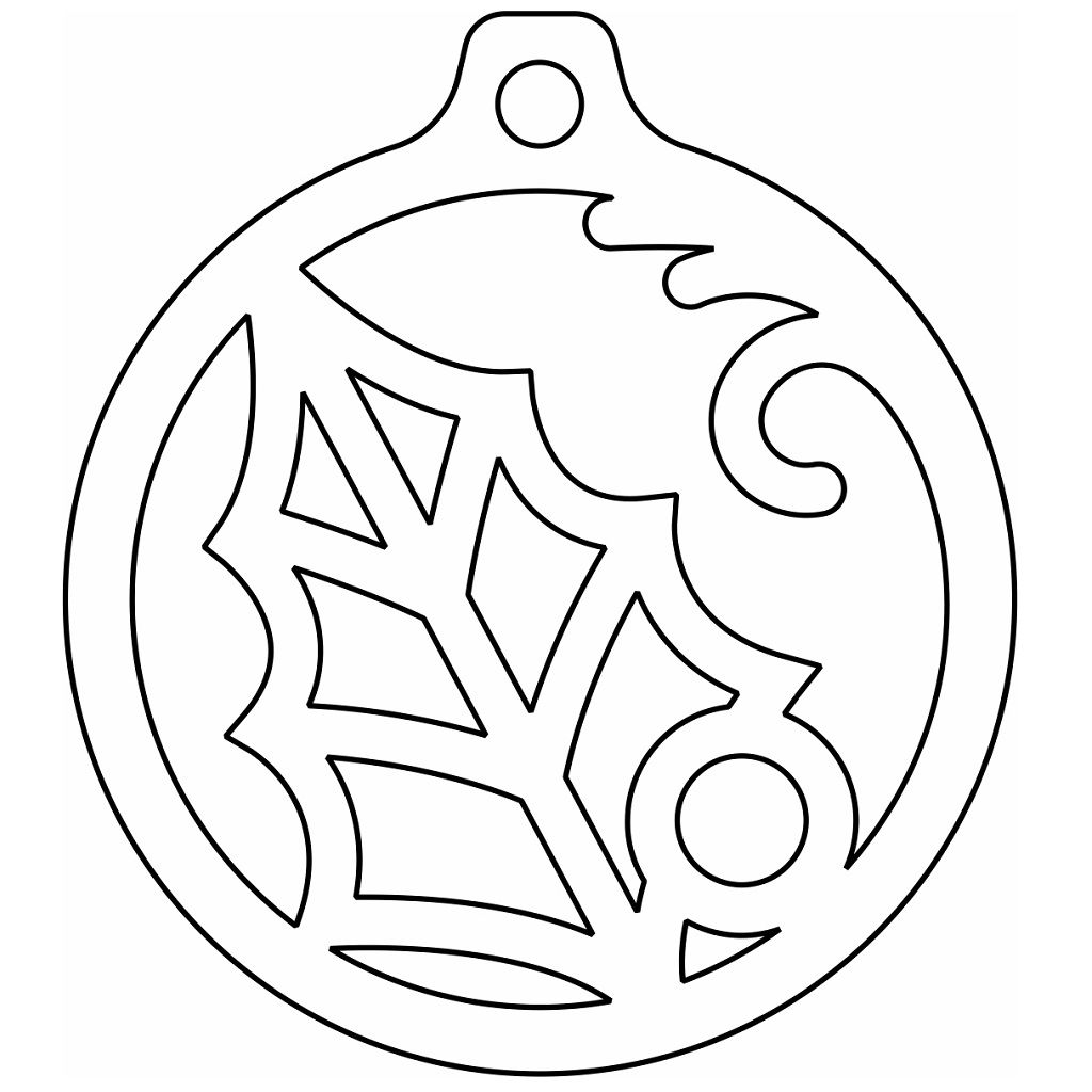 Laser Cut Wooden Leaf Christmas Bauble Vector