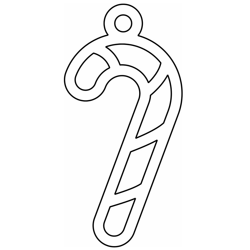 Laser Cut Christmas Candy Cane Ornament Vector
