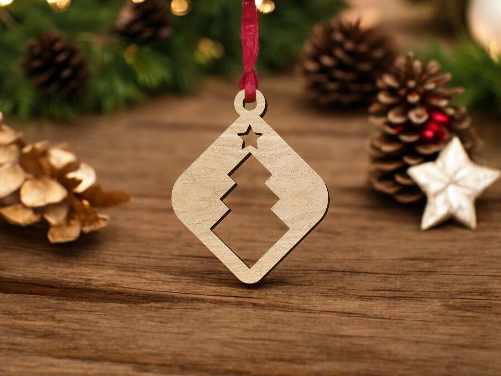 Laser Cut Wooden Christmas Craft Ornament Vector