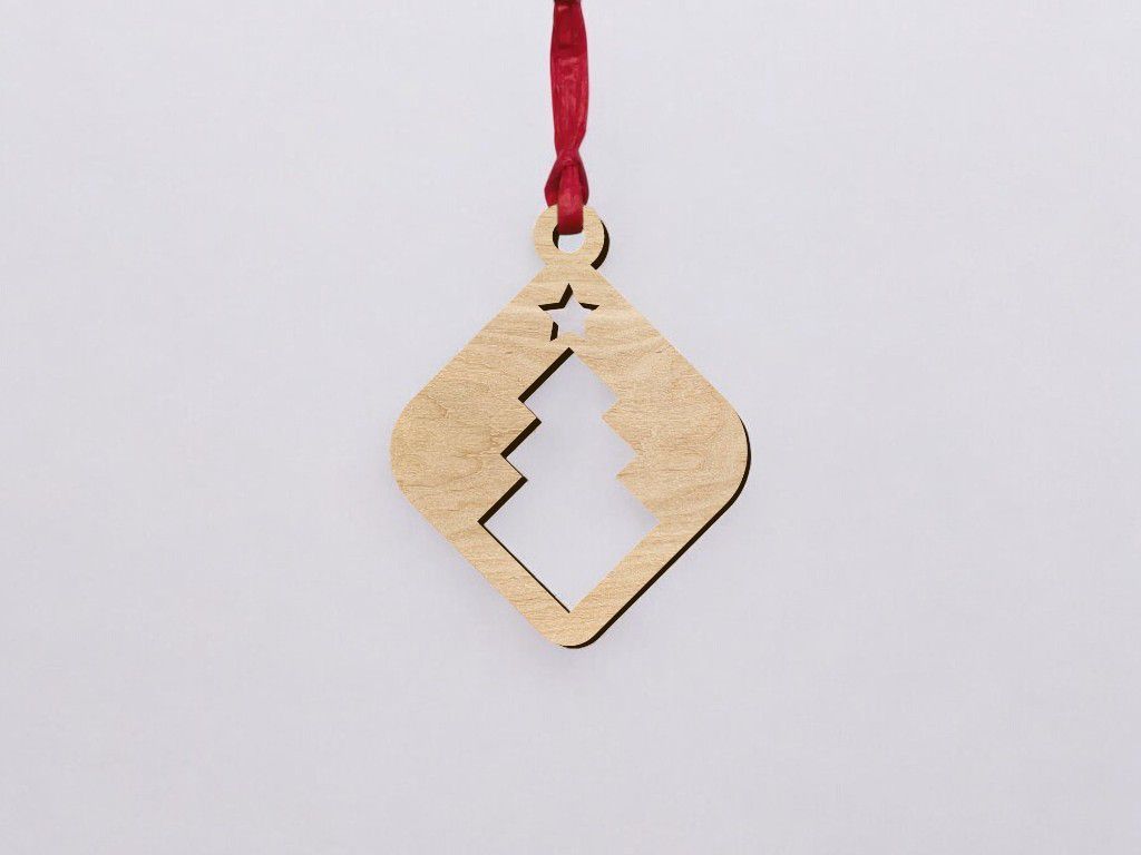 Laser Cut Wooden Christmas Craft Ornament Vector