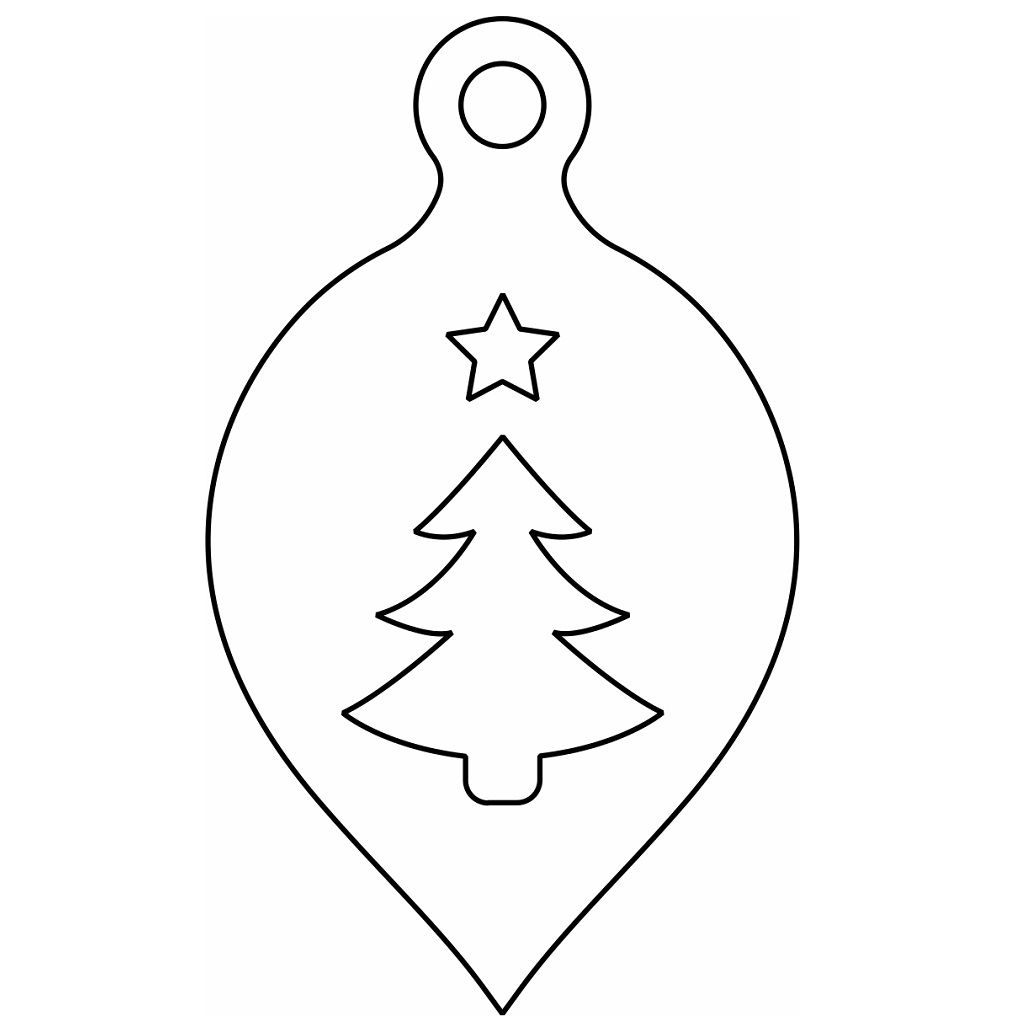 Laser Cut Oval Ornament with Christmas Tree and Star Vector