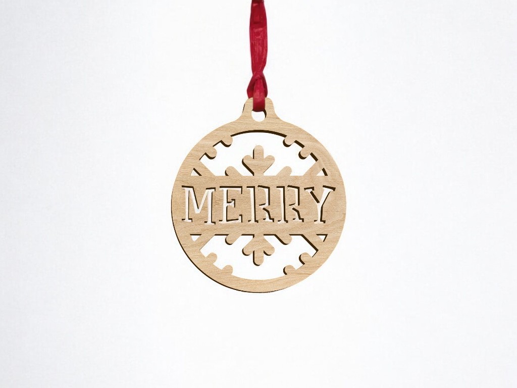 Laser Cut Merry Christmas Ball Ornament Vector
