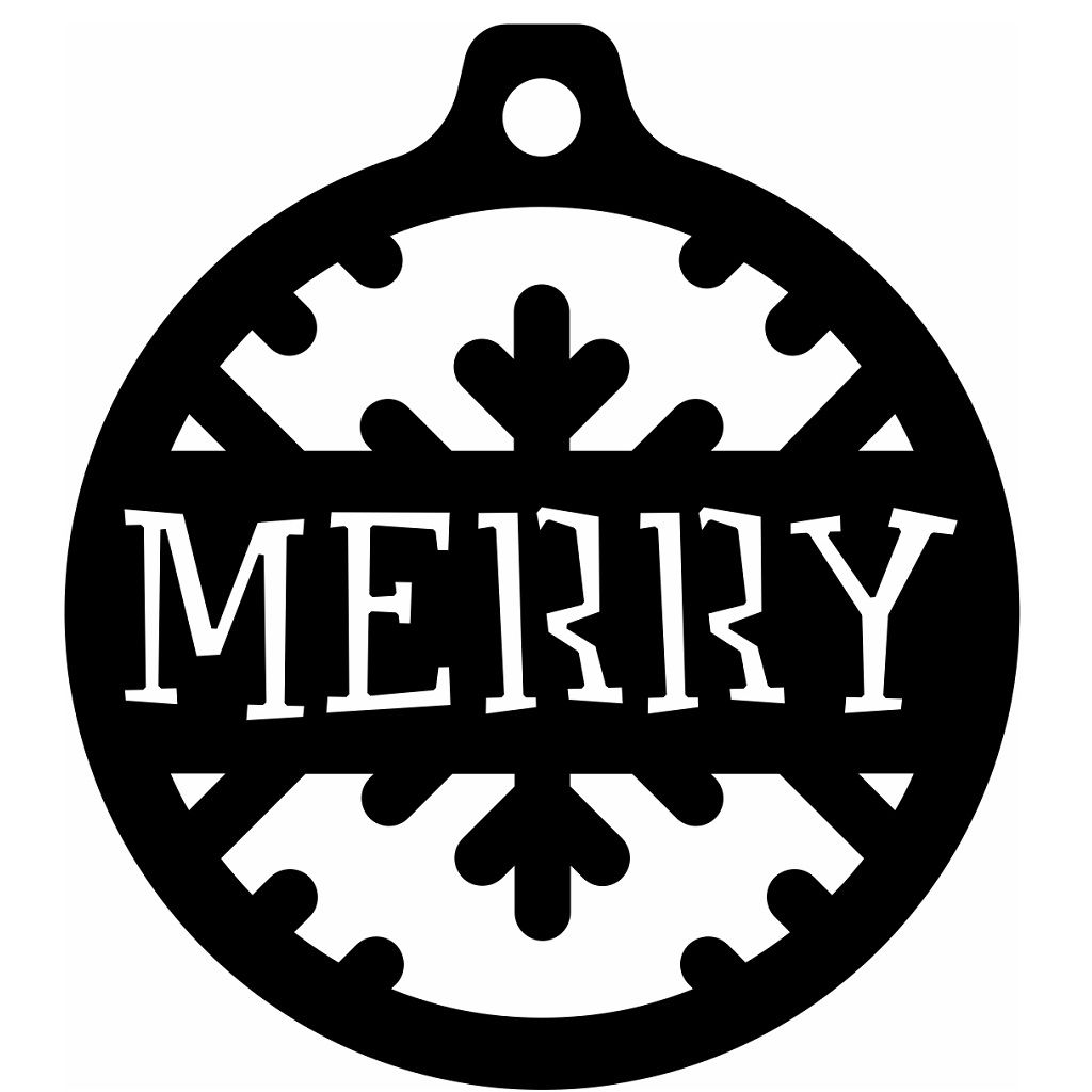 Laser Cut Merry Christmas Ball Ornament Vector