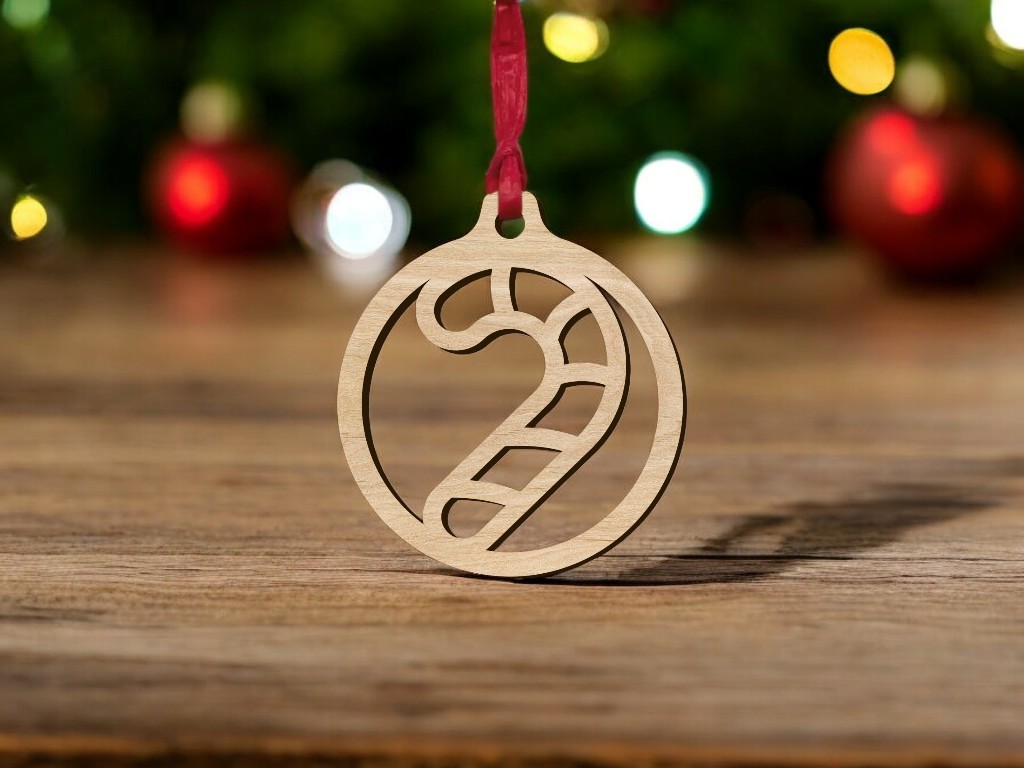 Laser Cut Candy Cane Bauble Vector