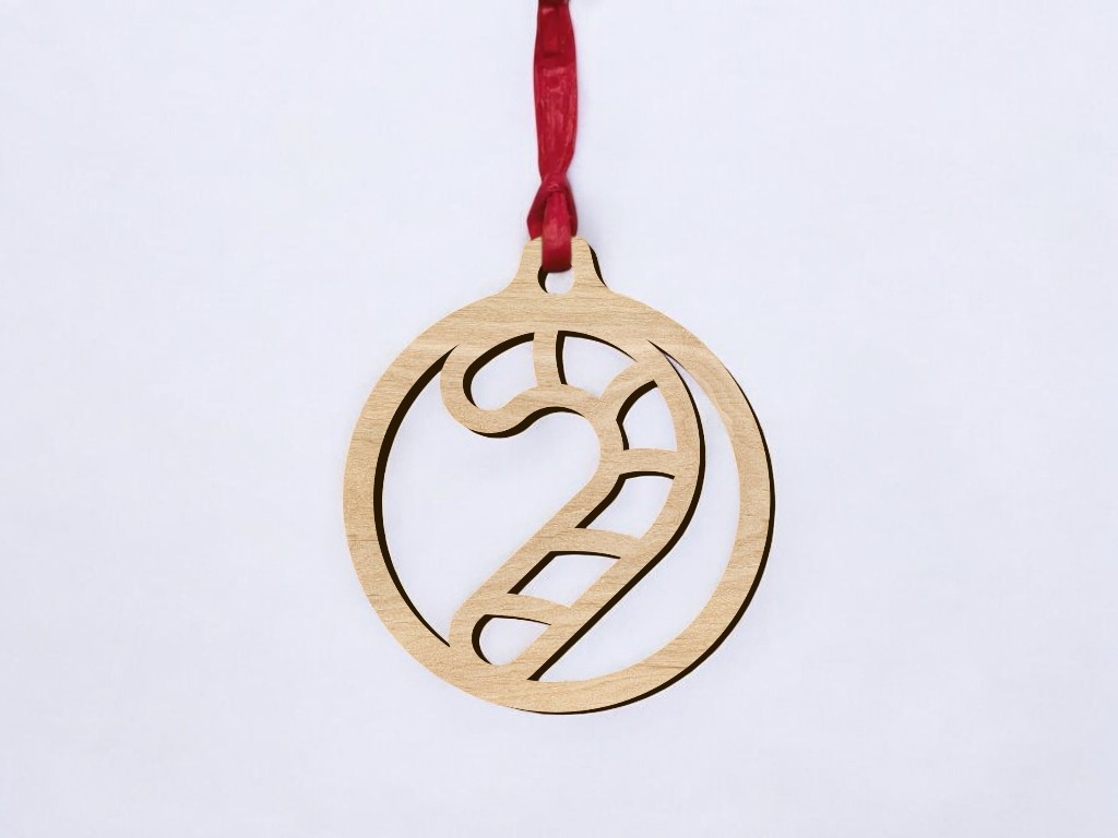 Laser Cut Candy Cane Bauble Vector