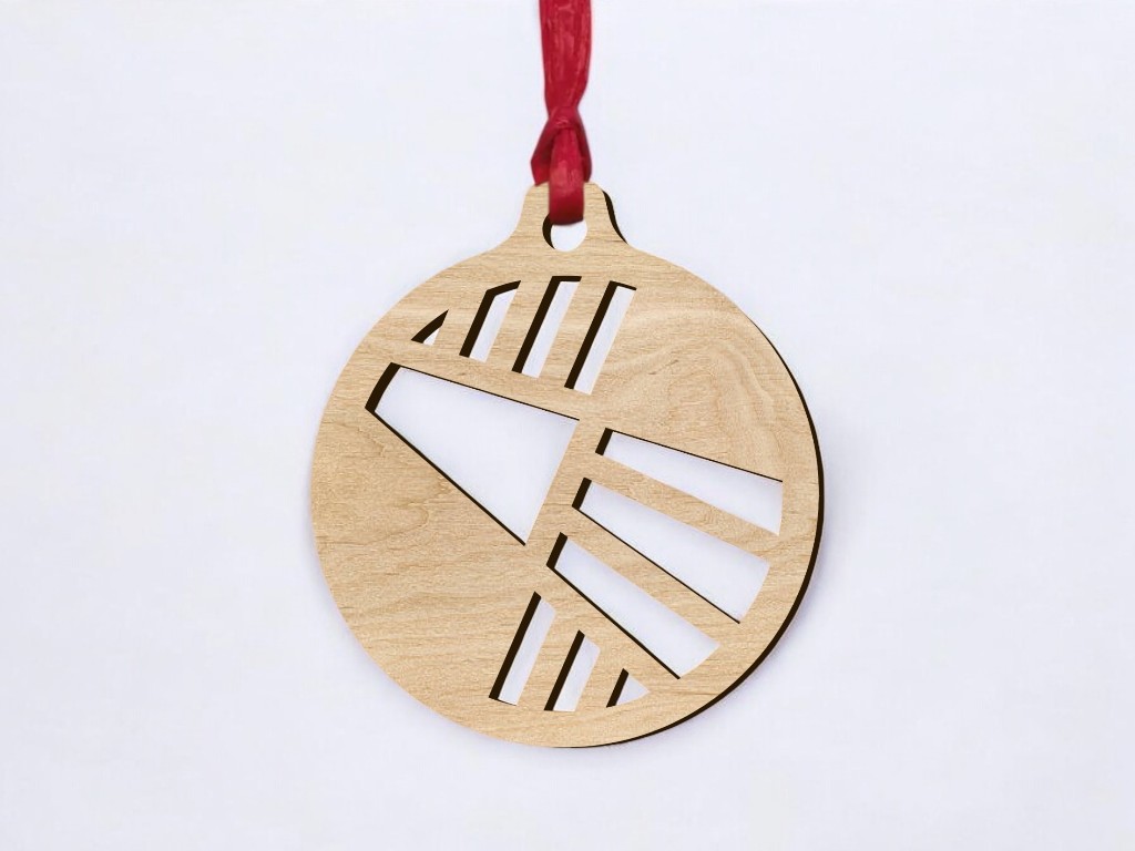 Laser Cut Christmas Ornament with Abstract Design Vector