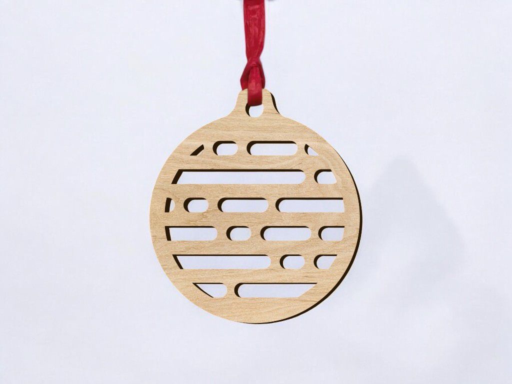 Laser Cut Wood Christmas Tree Ornament Vector