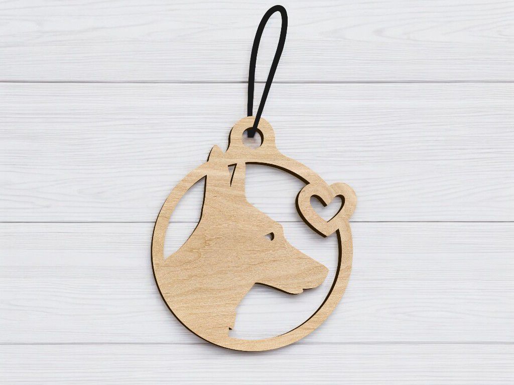 Laser Cut Doberman Christmas Ornament Vector
