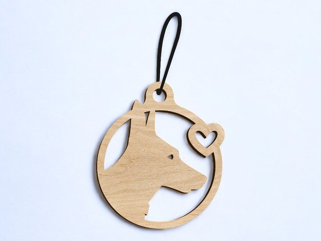 Laser Cut Doberman Christmas Ornament Vector