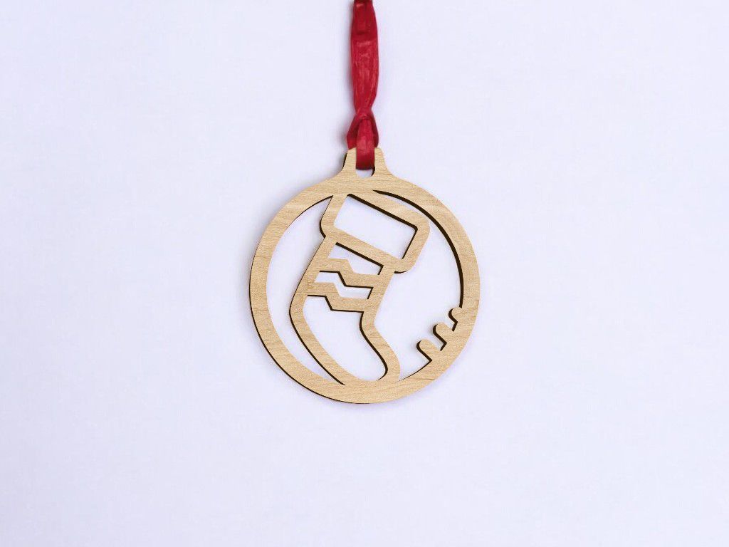 Laser Cut Christmas Stocking Ball Vector