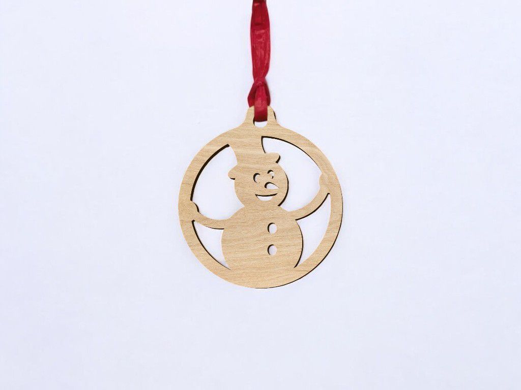 Laser Cut Snowman Ball Ornament Vector