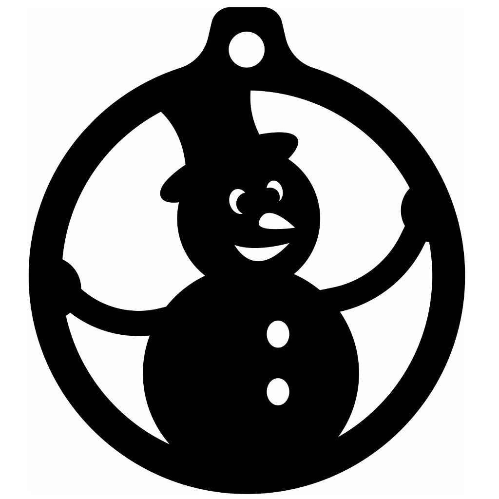 Laser Cut Snowman Ball Ornament Vector