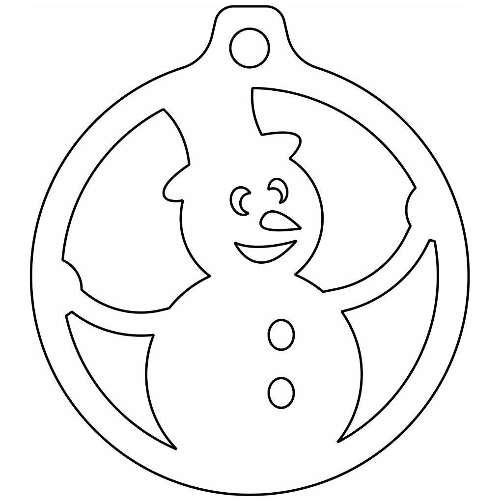 Laser Cut Snowman Ball Ornament Vector