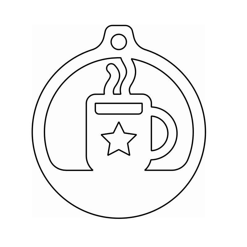 Laser Cut Coffee Cup Christmas Ornament Vector