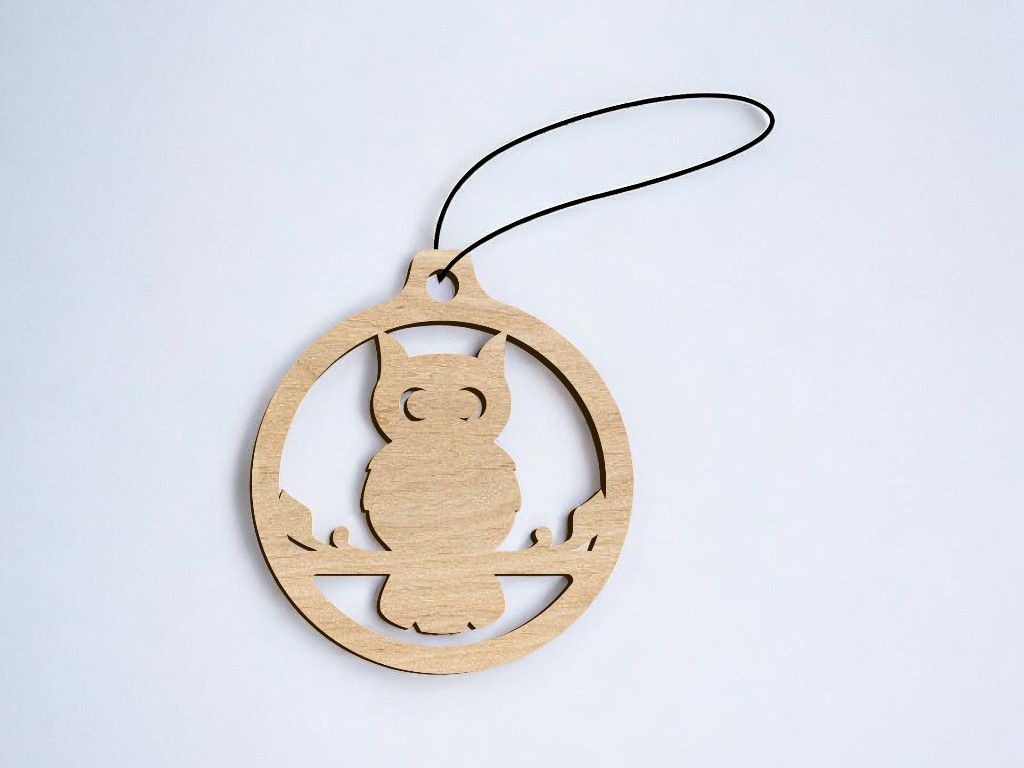 Laser Cut Owl Christmas Ornament Vector