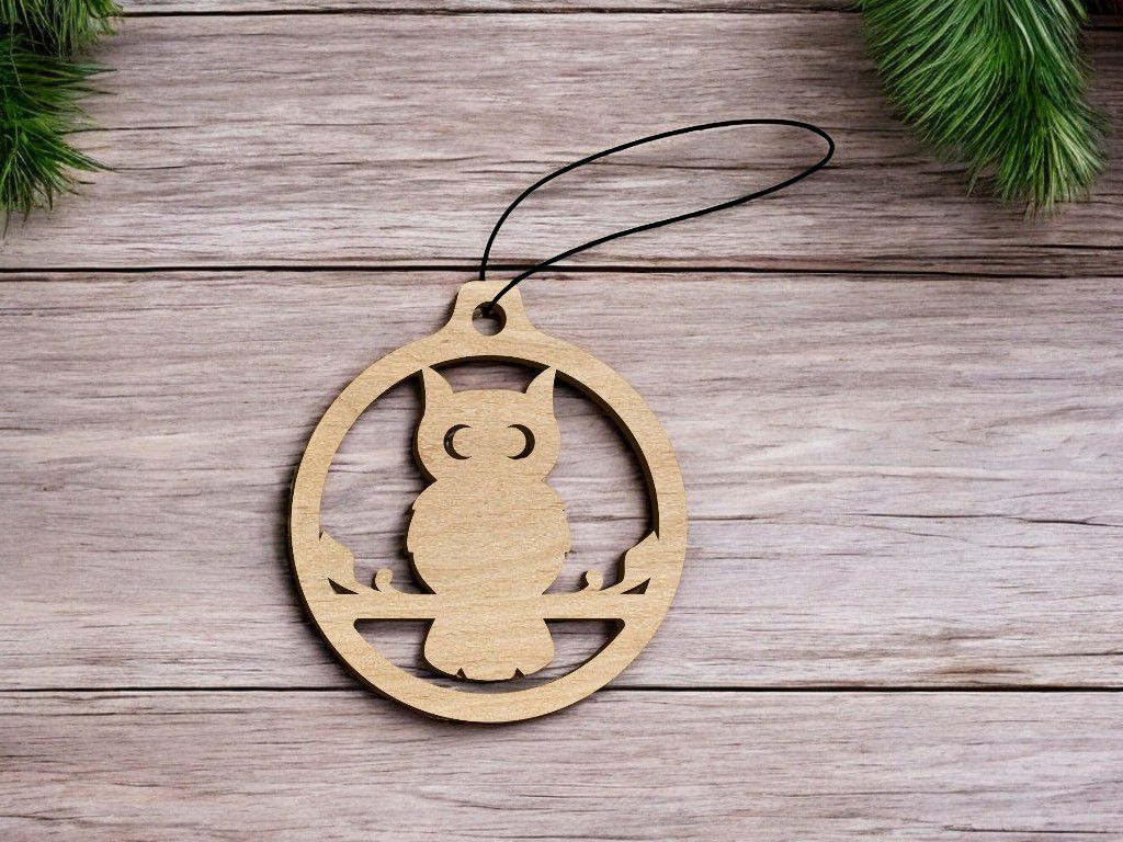Laser Cut Owl Christmas Ornament Vector