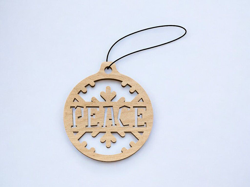 Laser Cut Peace Christmas Ornament Vector