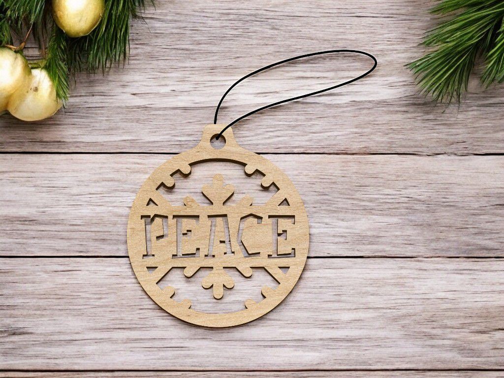 Laser Cut Peace Christmas Ornament Vector