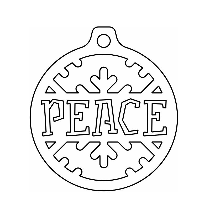 Laser Cut Peace Christmas Ornament Vector