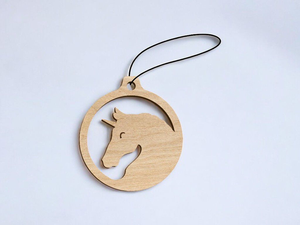 Laser Cut Unicorn Christmas Ornament Vector