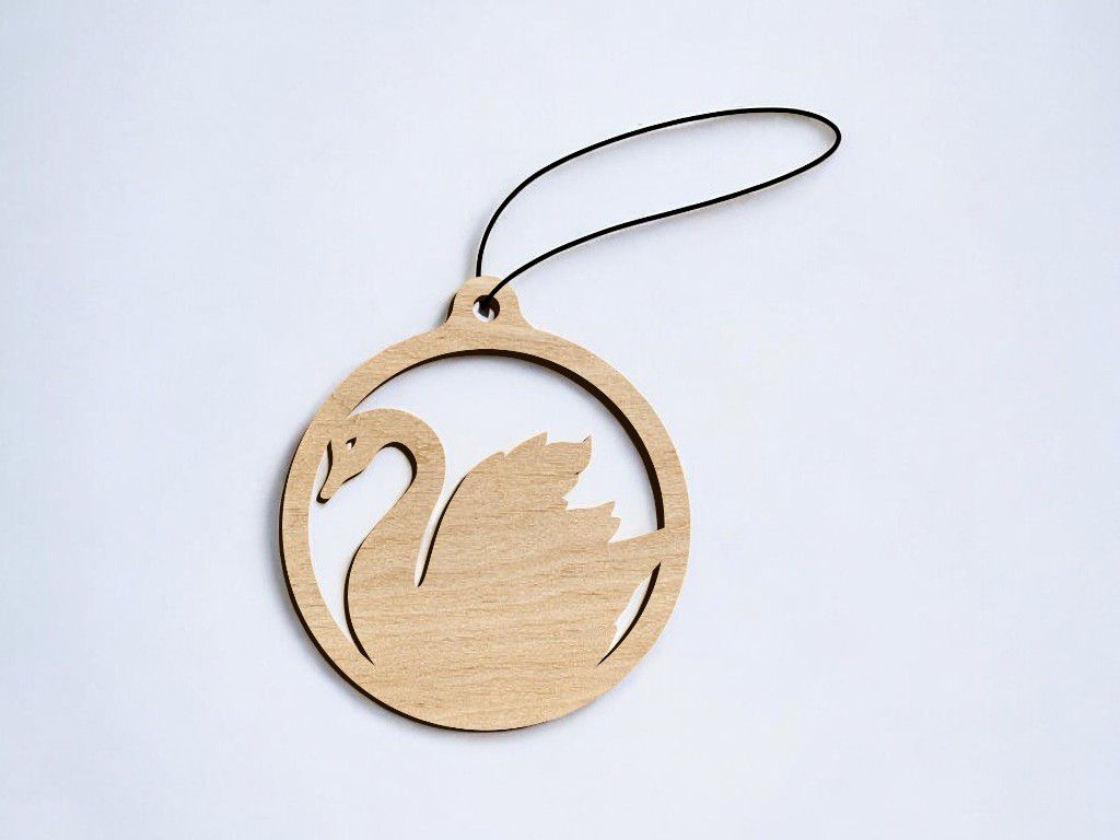 Laser Cut Swan Christmas Ball Ornament Vector