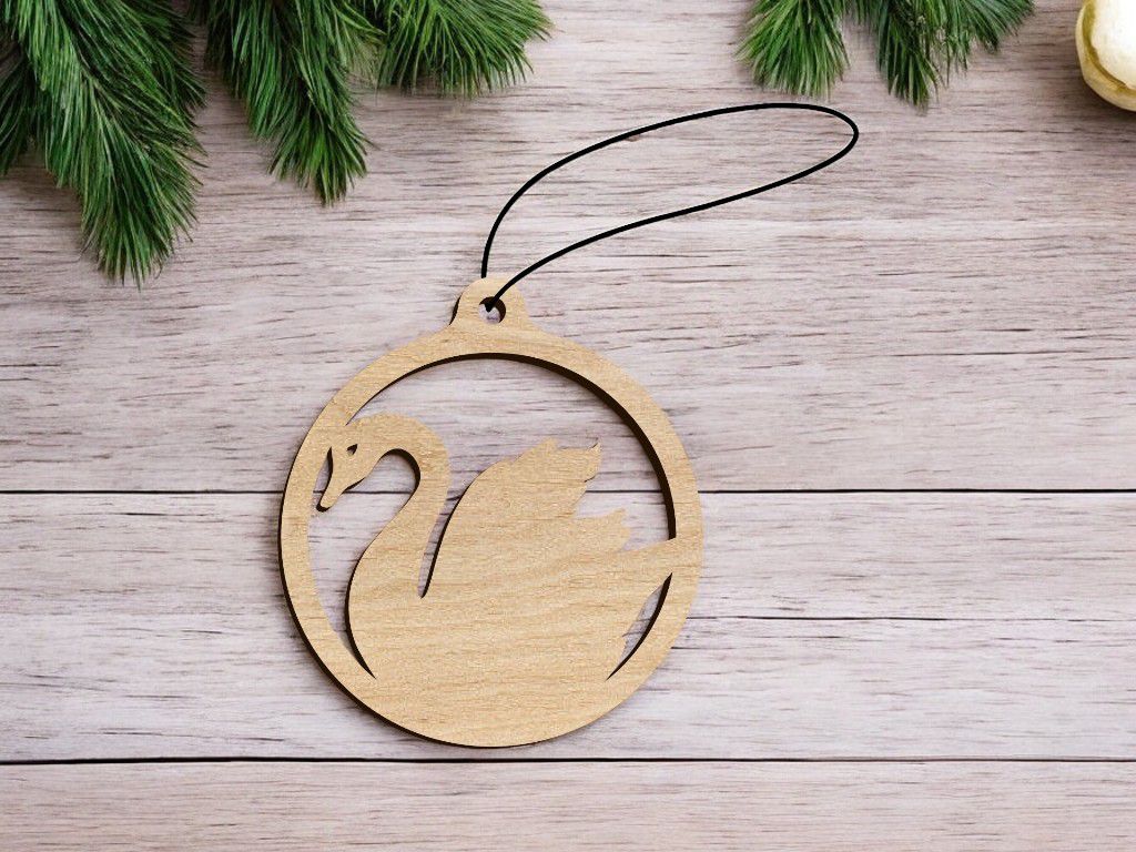 Laser Cut Swan Christmas Ball Ornament Vector
