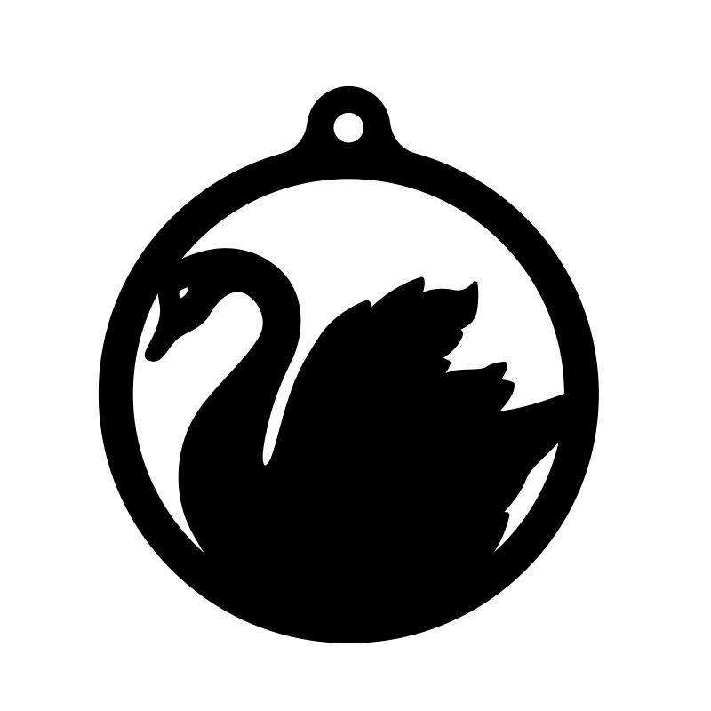 Laser Cut Swan Christmas Ball Ornament Vector