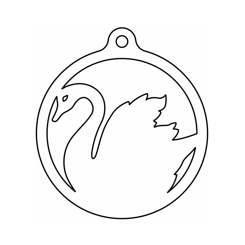 Laser Cut Swan Christmas Ball Ornament Vector