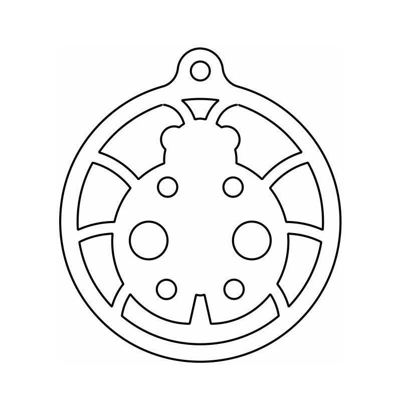 Laser Cut Ladybug Christmas Ball Ornament Vector