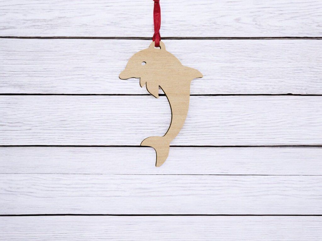 Laser Cut Dolphin Christmas Ornament Vector