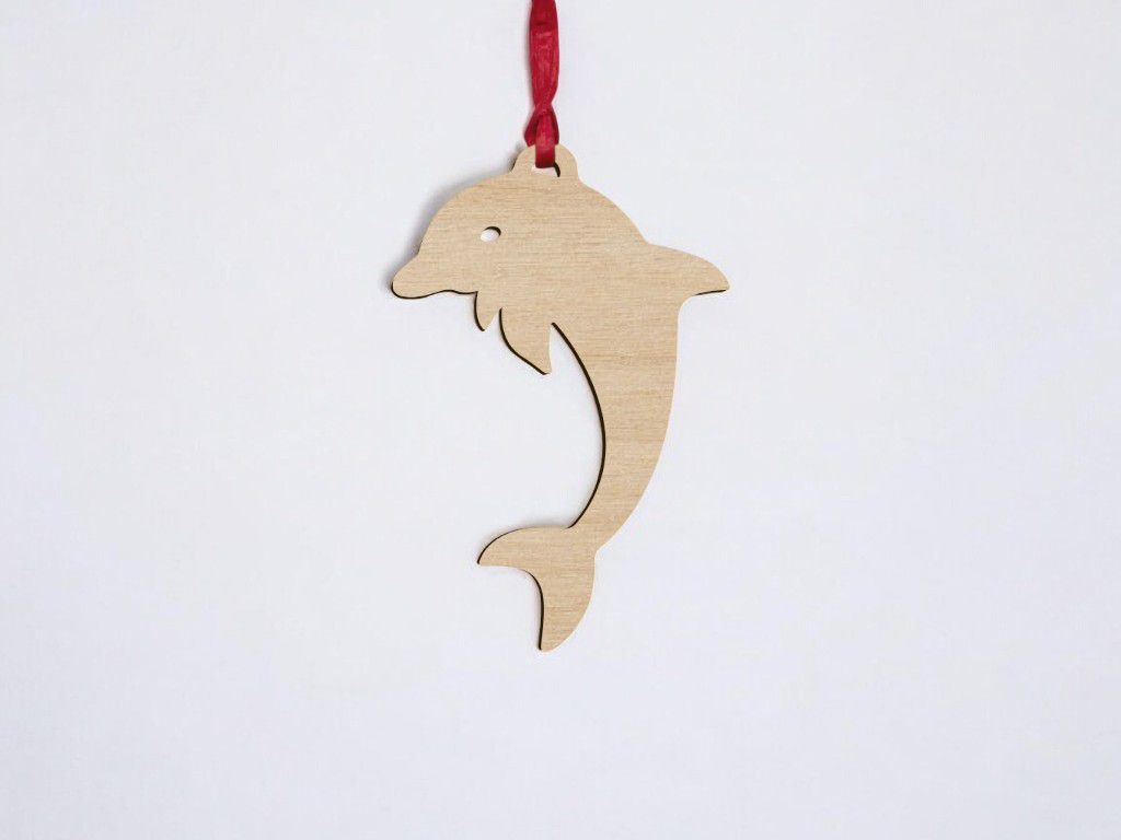 Laser Cut Dolphin Christmas Ornament Vector