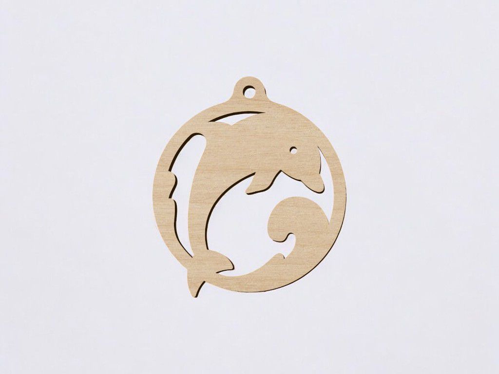 Laser Cut Dolphin Bauble Christmas Tree Ornament Vector