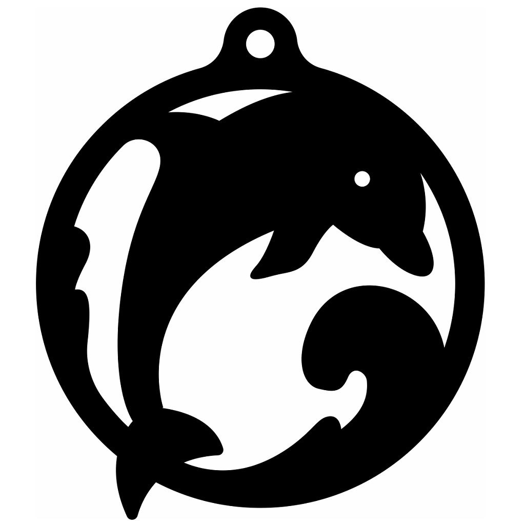 Laser Cut Dolphin Bauble Christmas Tree Ornament Vector