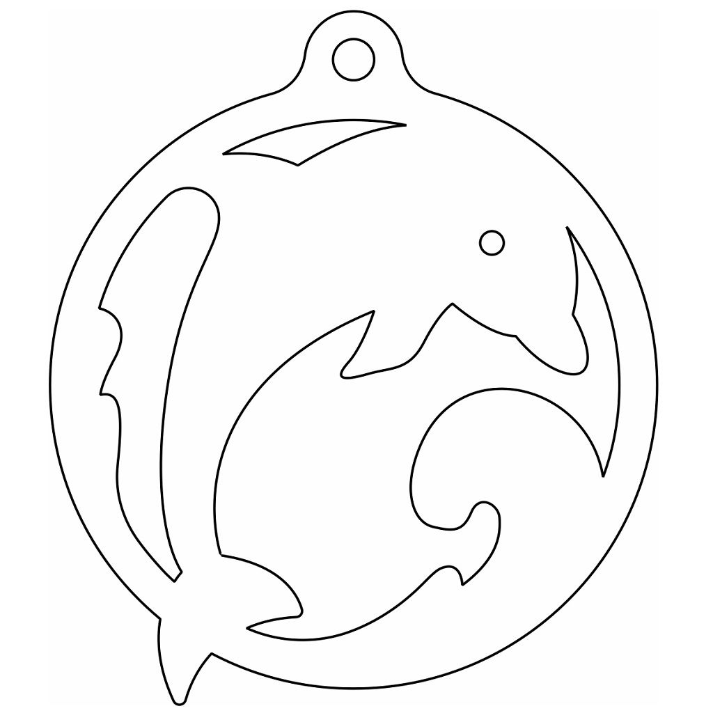 Laser Cut Dolphin Bauble Christmas Tree Ornament Vector