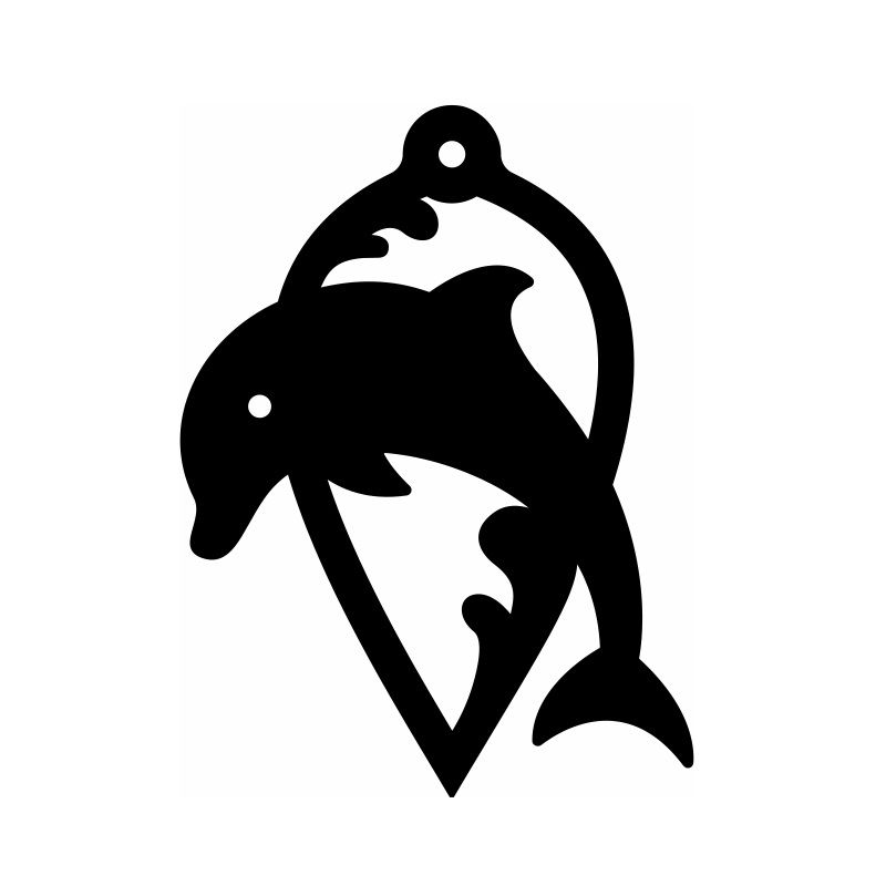Laser Cut Dolphin Wood Ornament Vector
