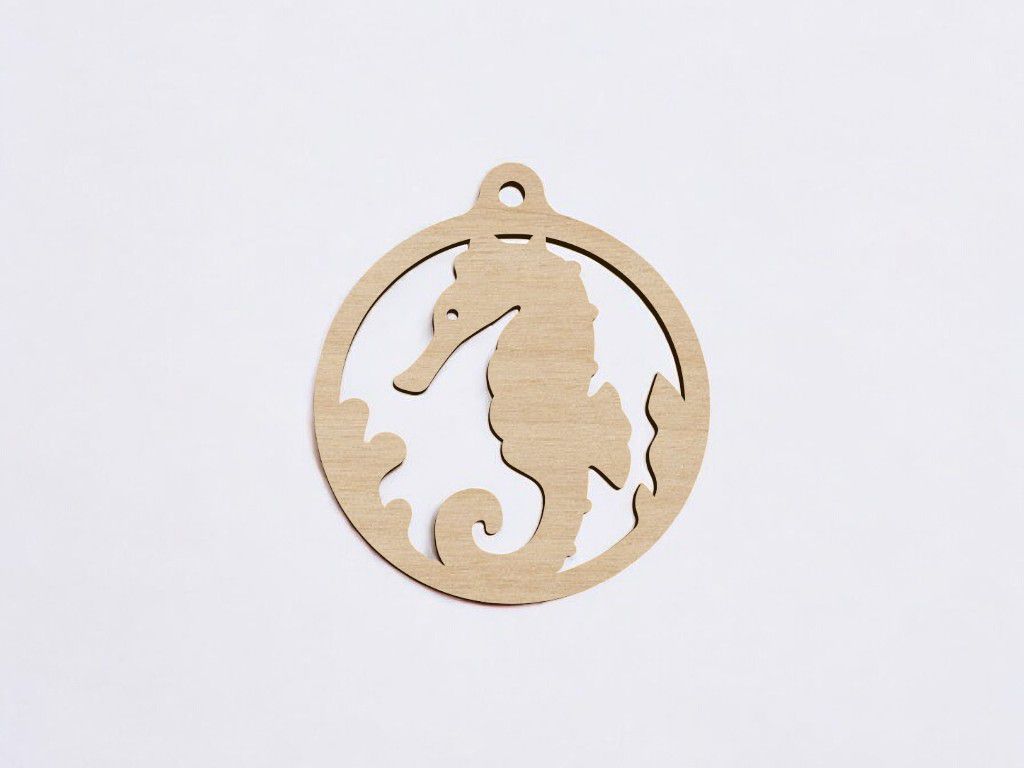 Laser Cut Seahorse Christmas Ball Ornament Vector