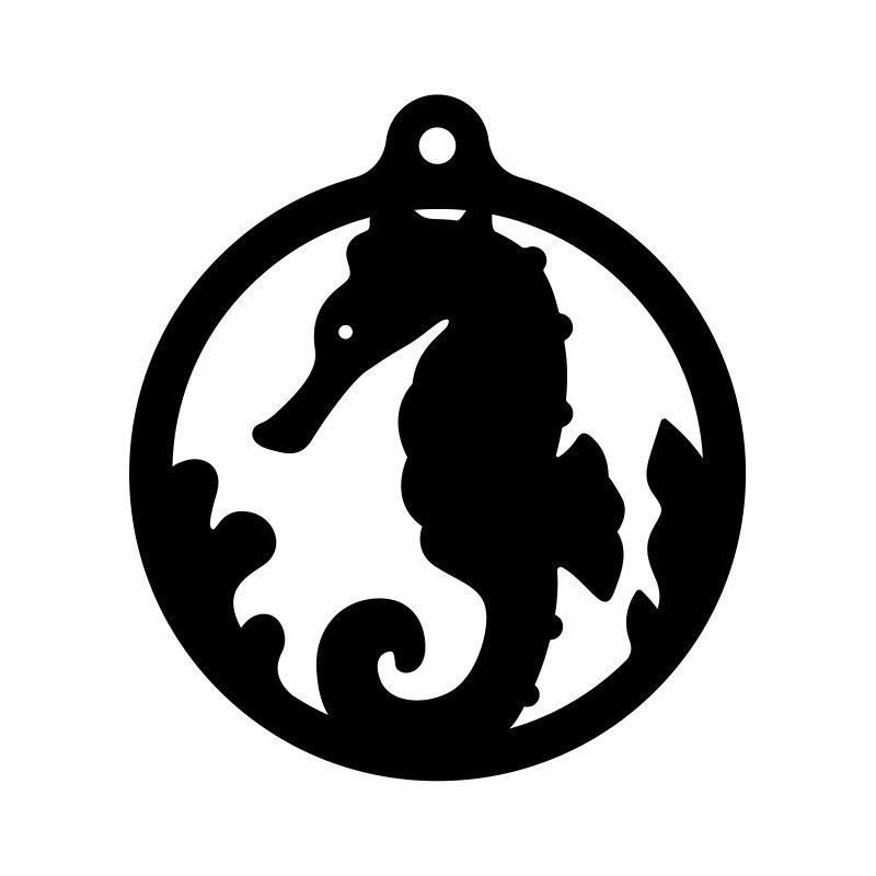 Laser Cut Seahorse Christmas Ball Ornament Vector