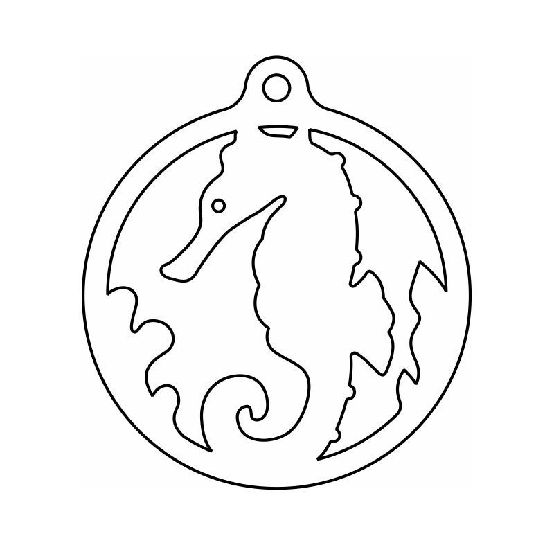 Laser Cut Seahorse Christmas Ball Ornament Vector