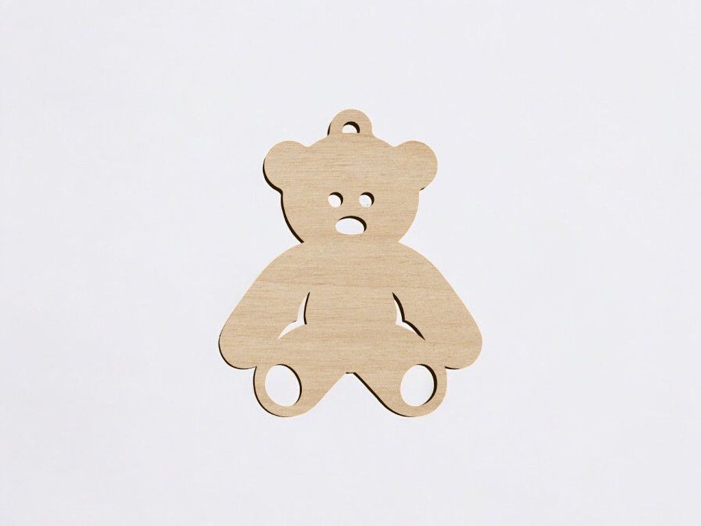 Laser Cut Teddy Bear Ornament Vector