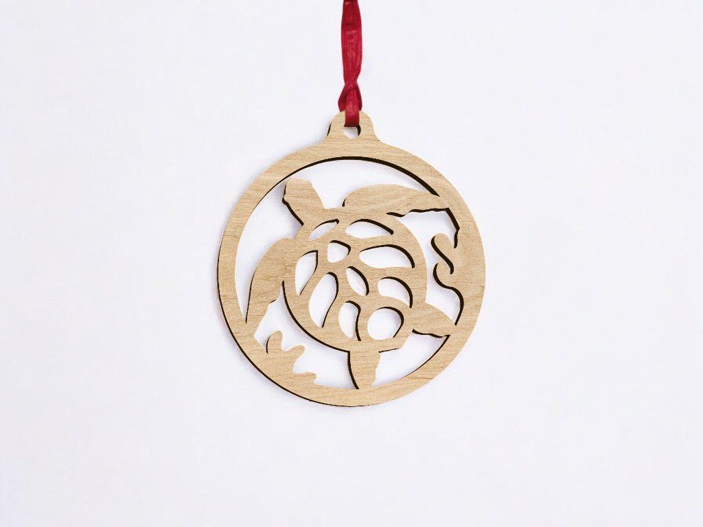 Laser Cut Turtle Christmas Ball Ornament Vector